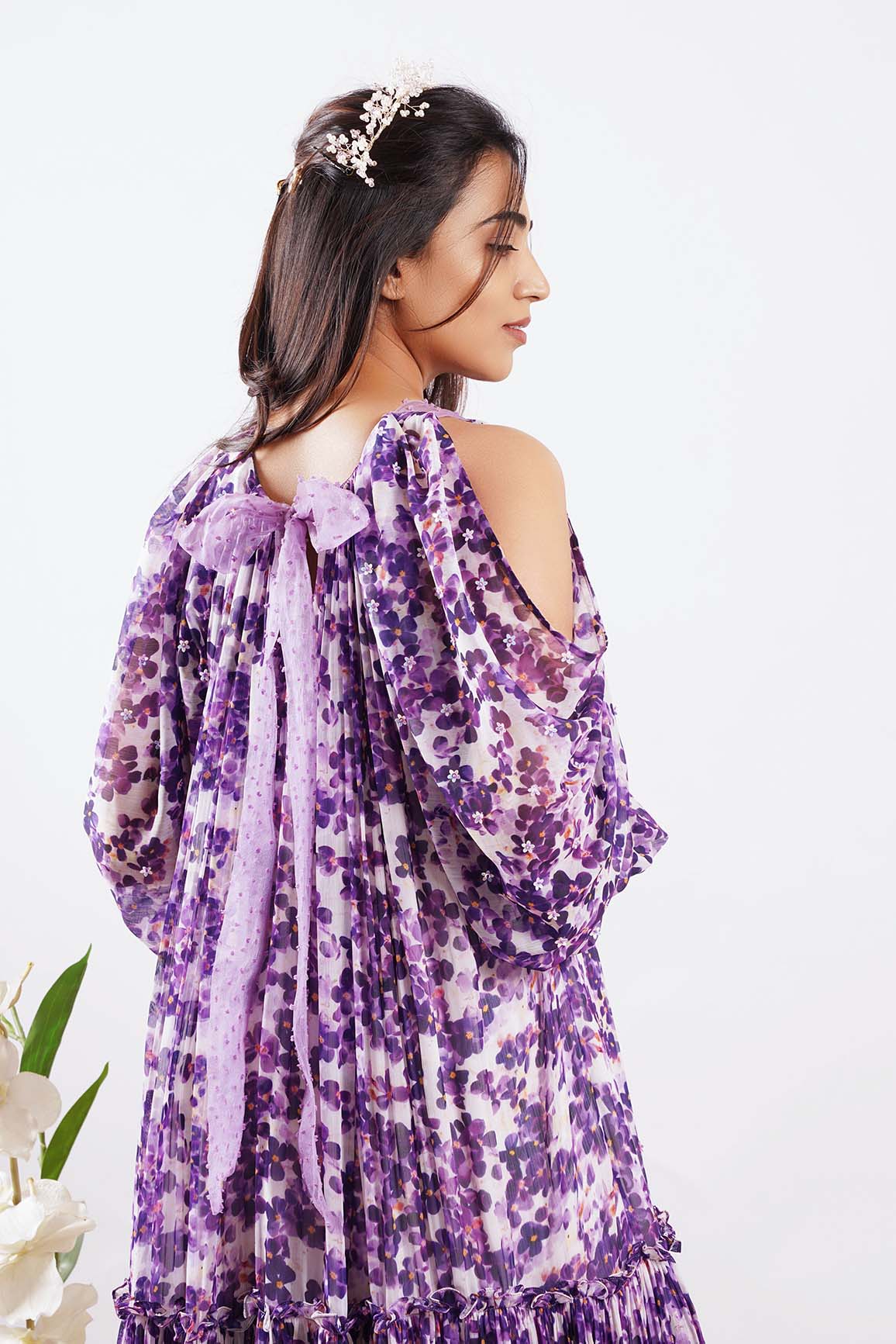 Lavender Blooms Gown With Raglan Sleeves