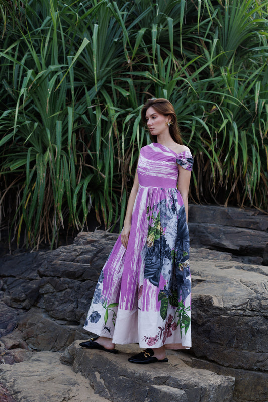 Purple Scratch Print Dress