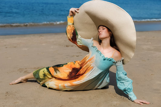 Sunflower Shirring Off Shoulder Dress