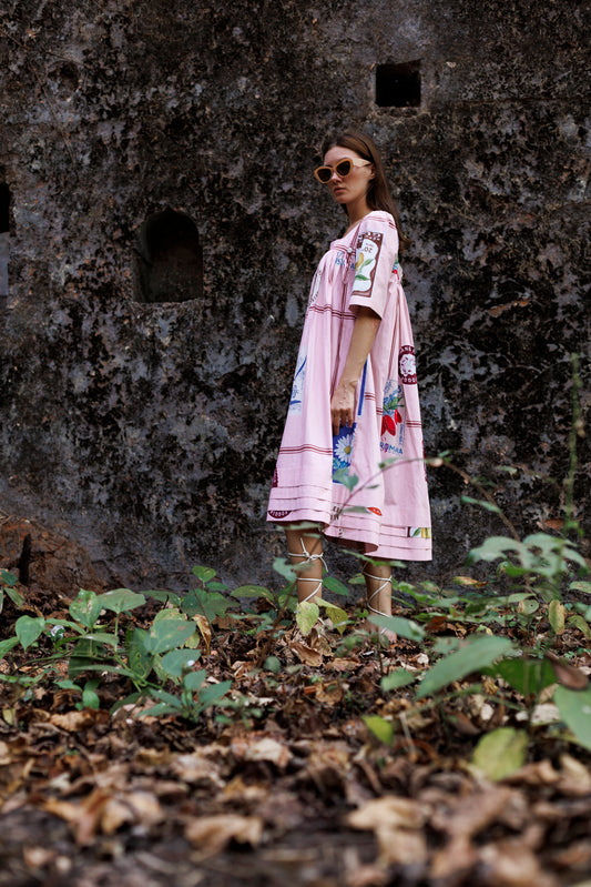 Pink Checkered Stamp Dress