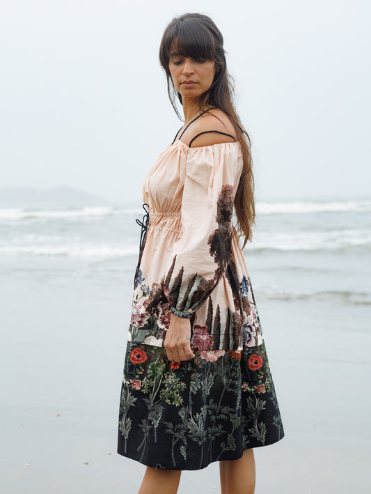 Peach Forest Crump Black Knot Dress