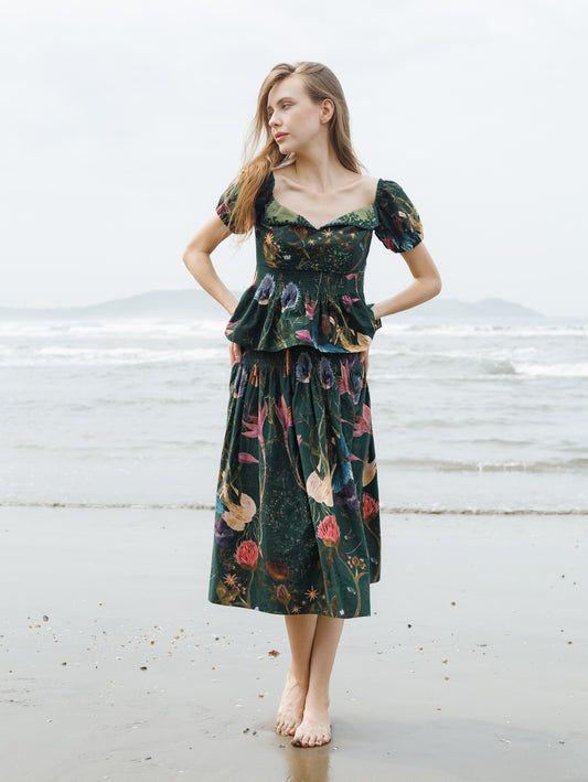 Green Forest Crump Skirt Top Set