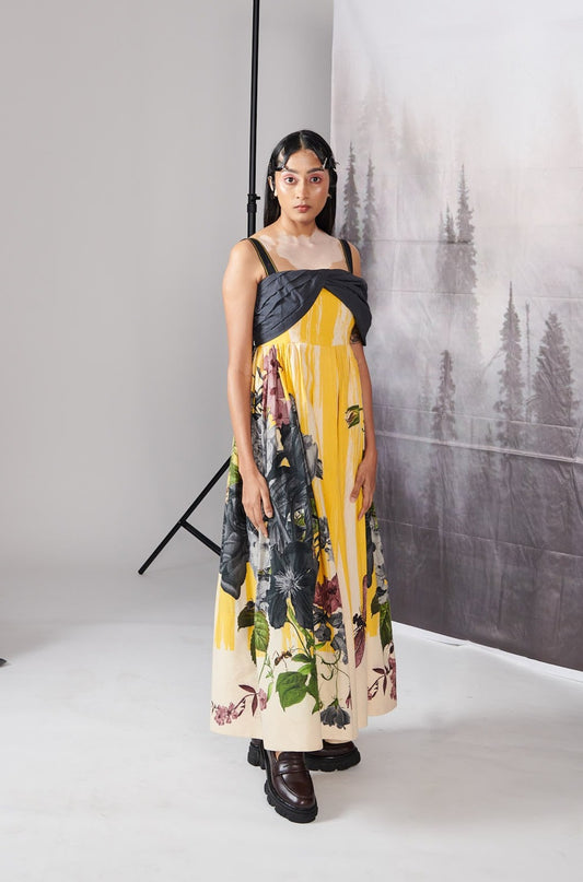 Yellow Scratch Print Dress