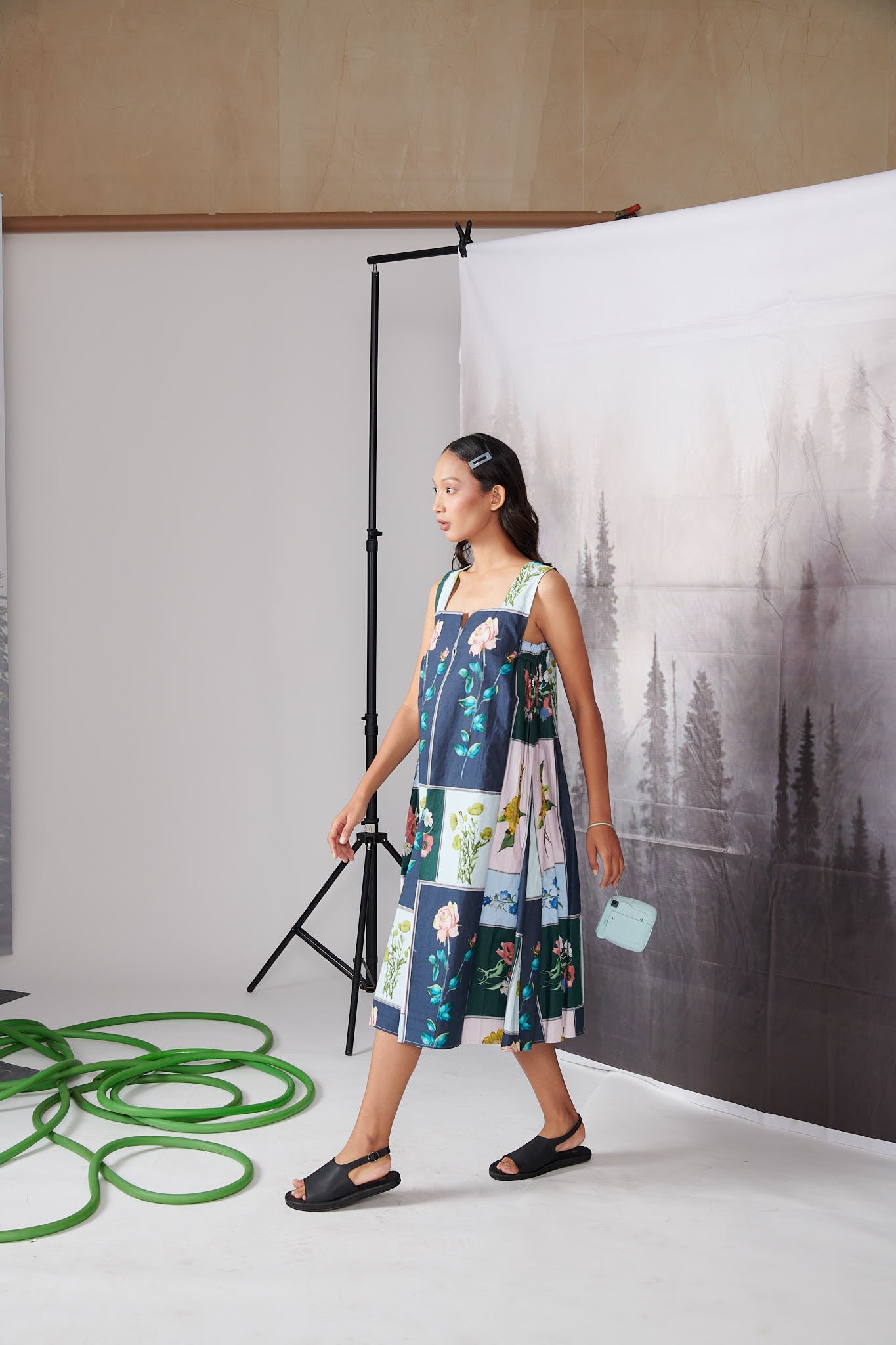 Flower Postal Half Sleeve Dress