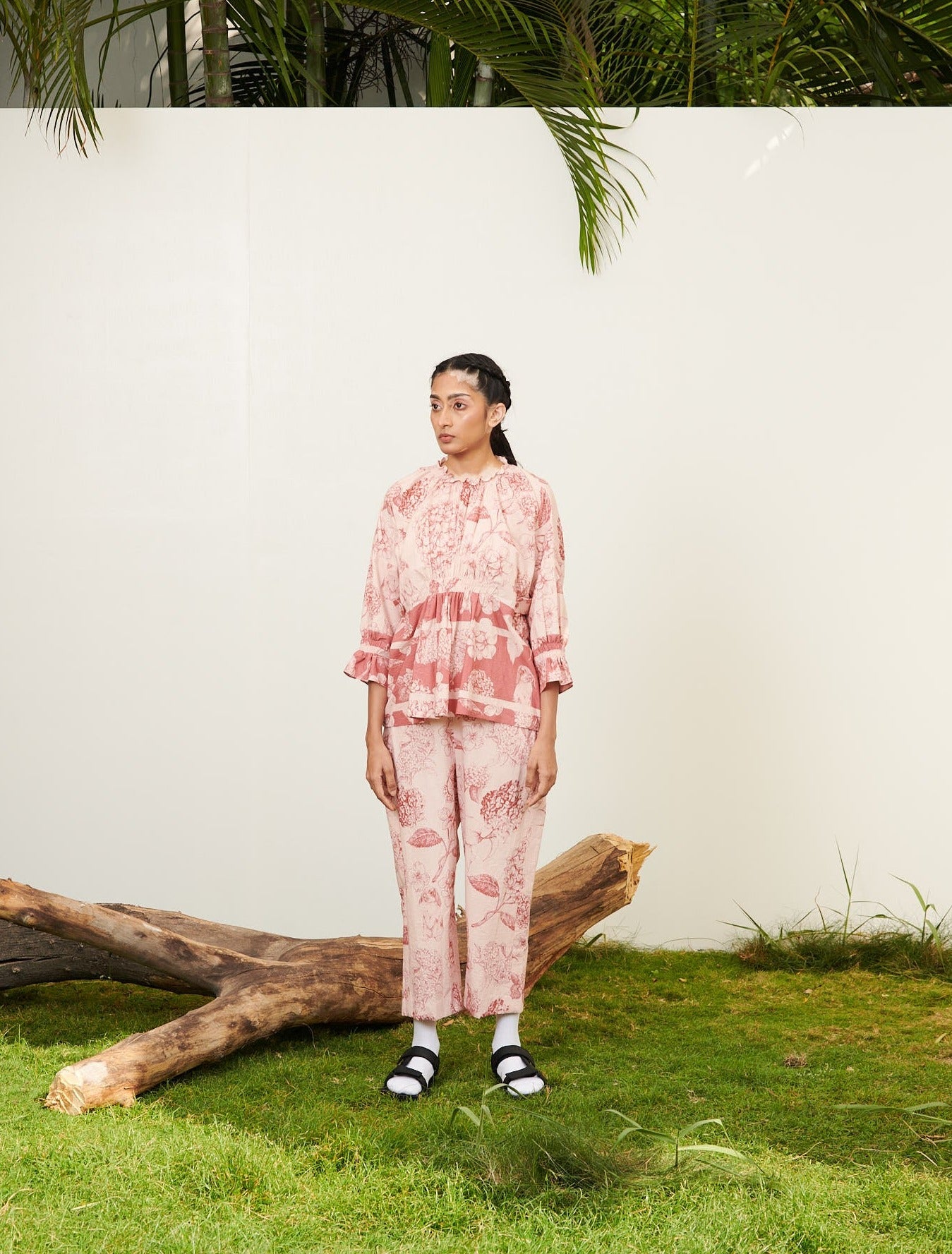 Peach Bunny Shirring Co-ord Set