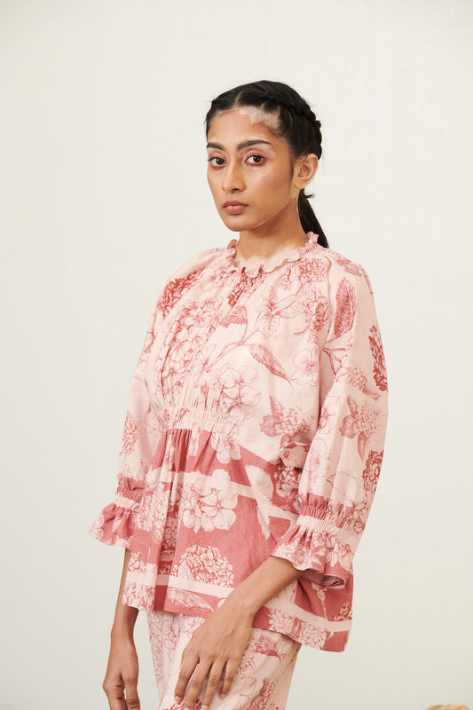 Peach Bunny Shirring Co-ord Set