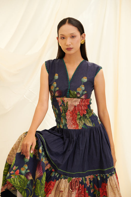 Poppy Bloom Shirring Dress