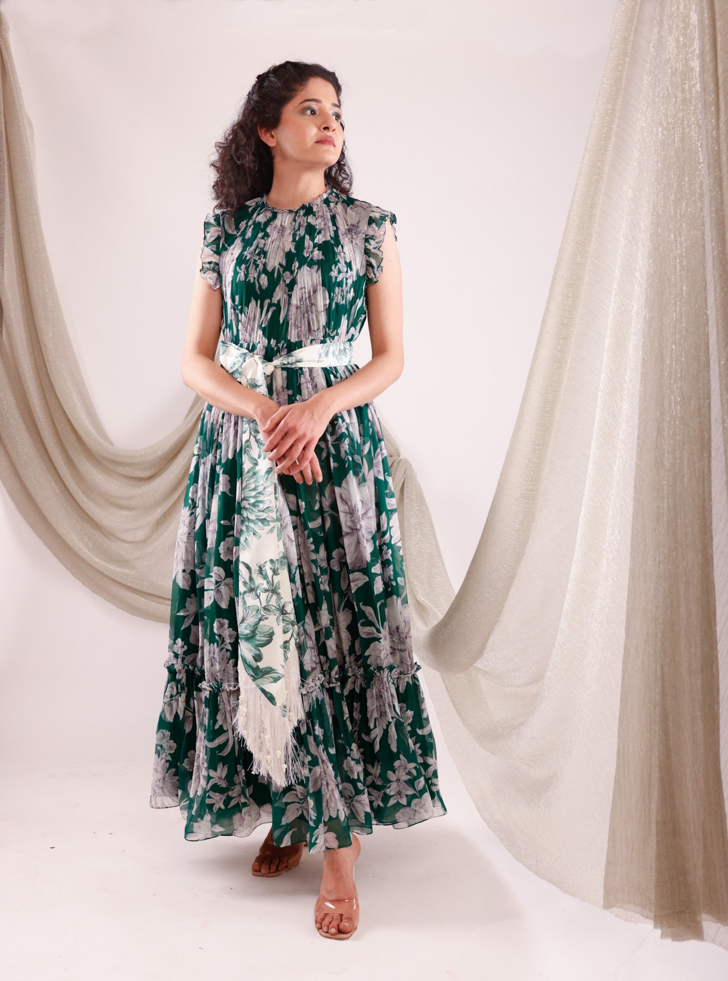 Bloom Of The Night Half Bow Long Dress