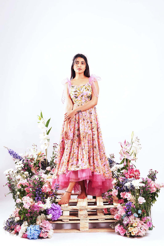 Blush Blossom - Layered High-low Dress