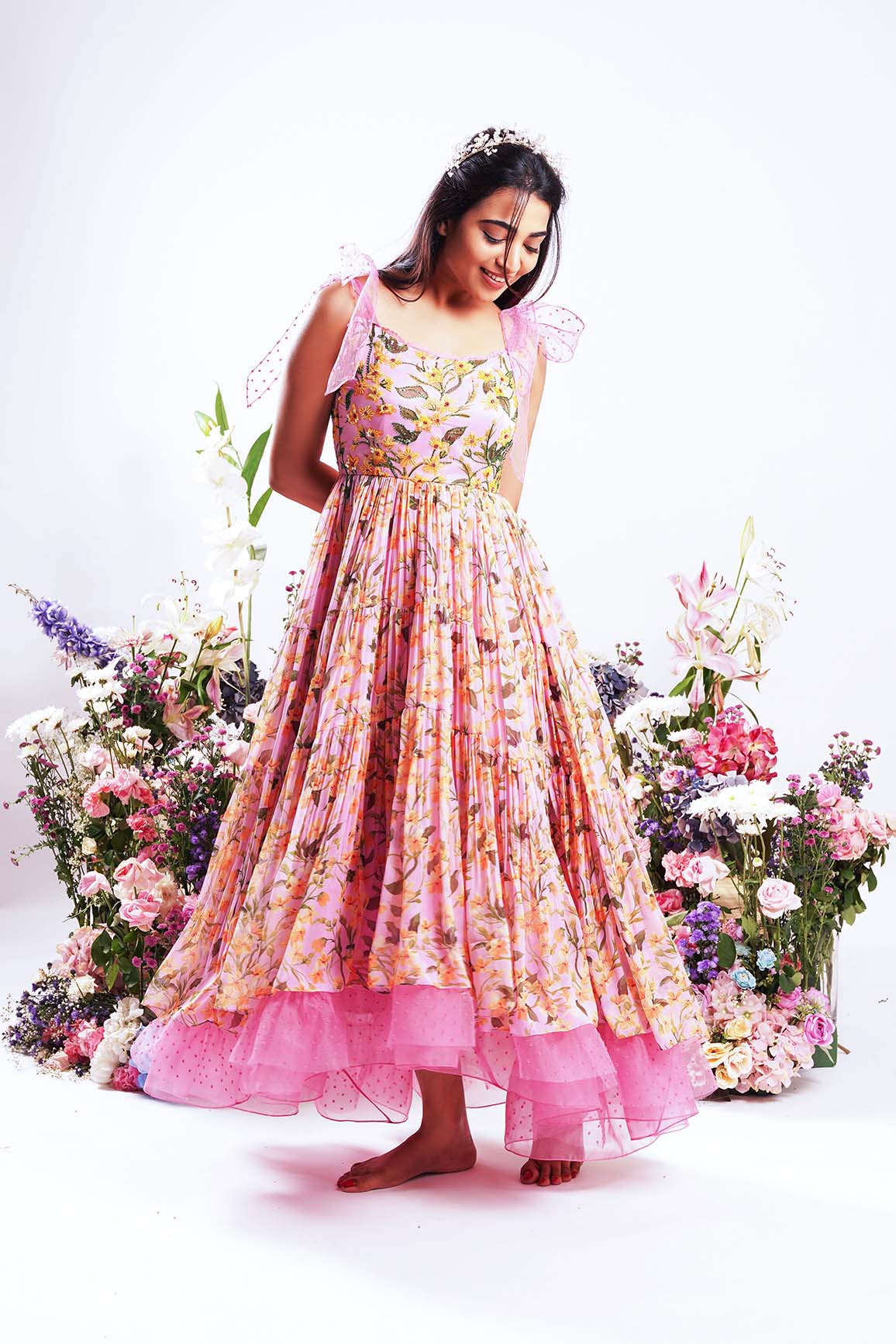 Blush Blossom - Layered High-low Dress