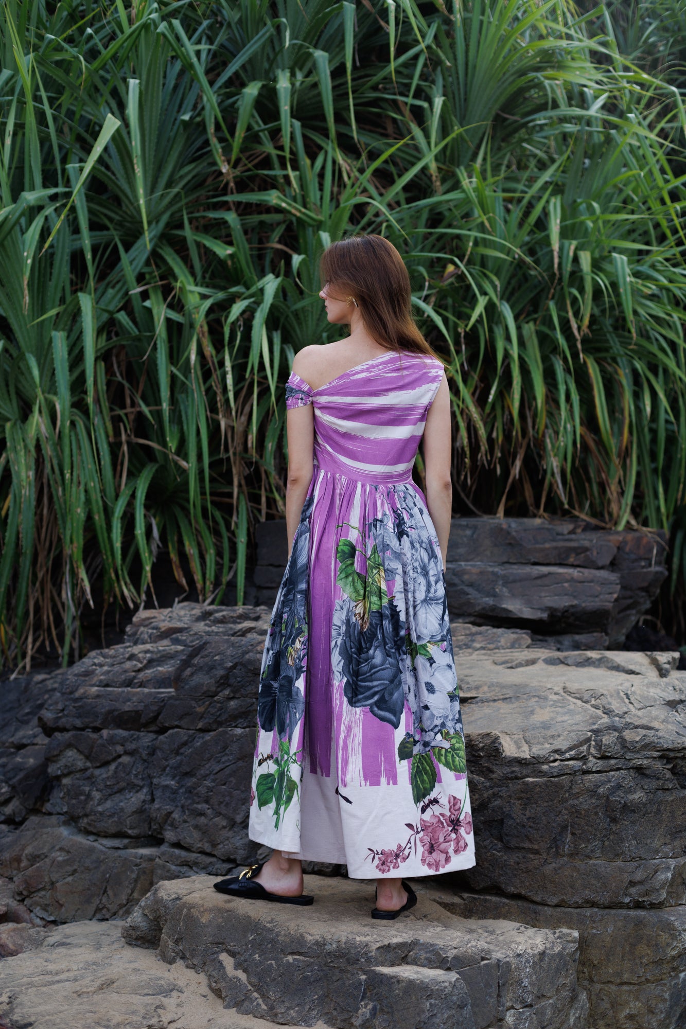 Purple Scratch Print Dress