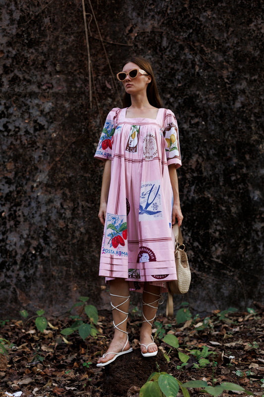 Pink Checkered Stamp Dress