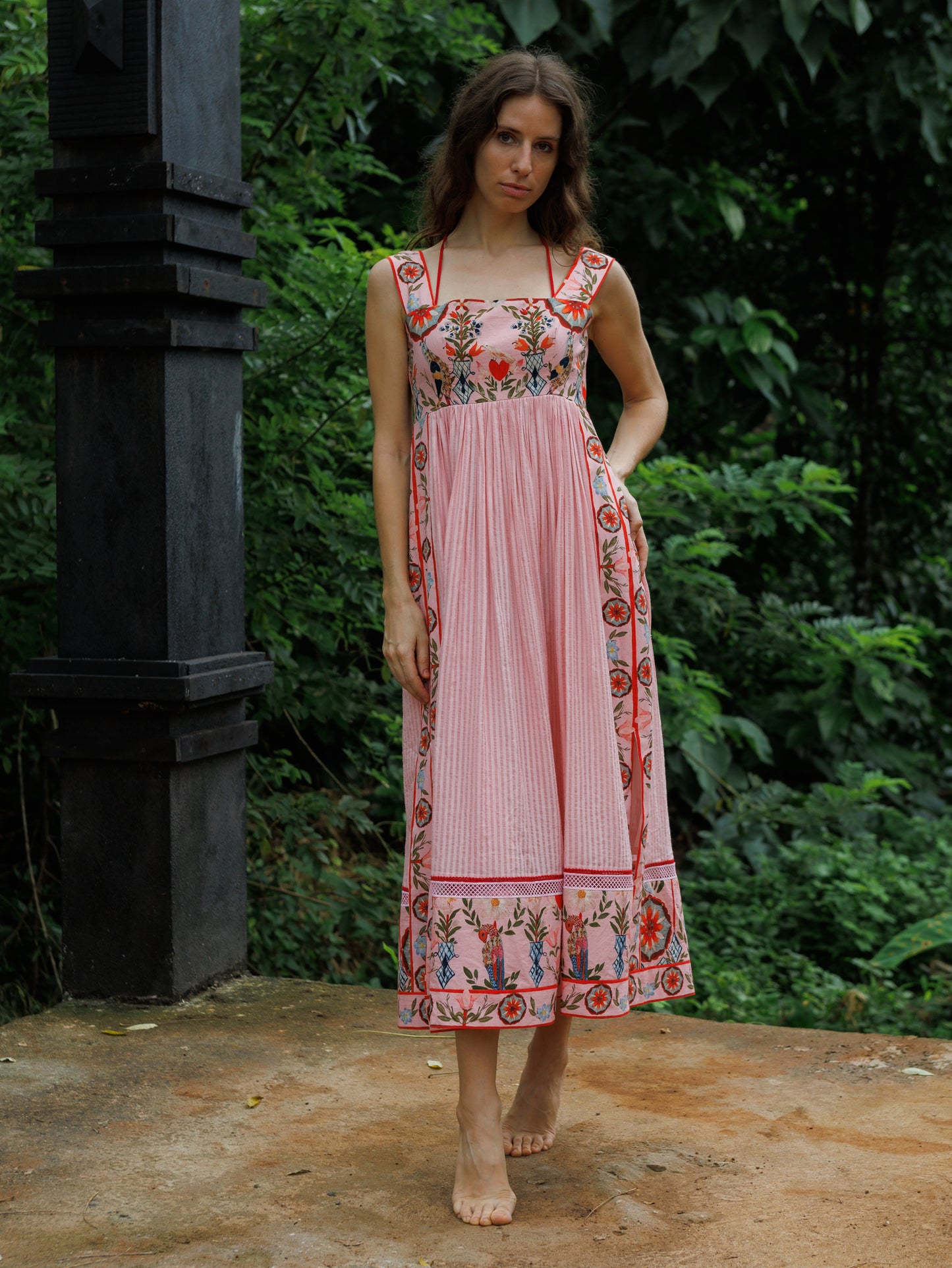 Cloud Pink Whisper Tie Midi Dress