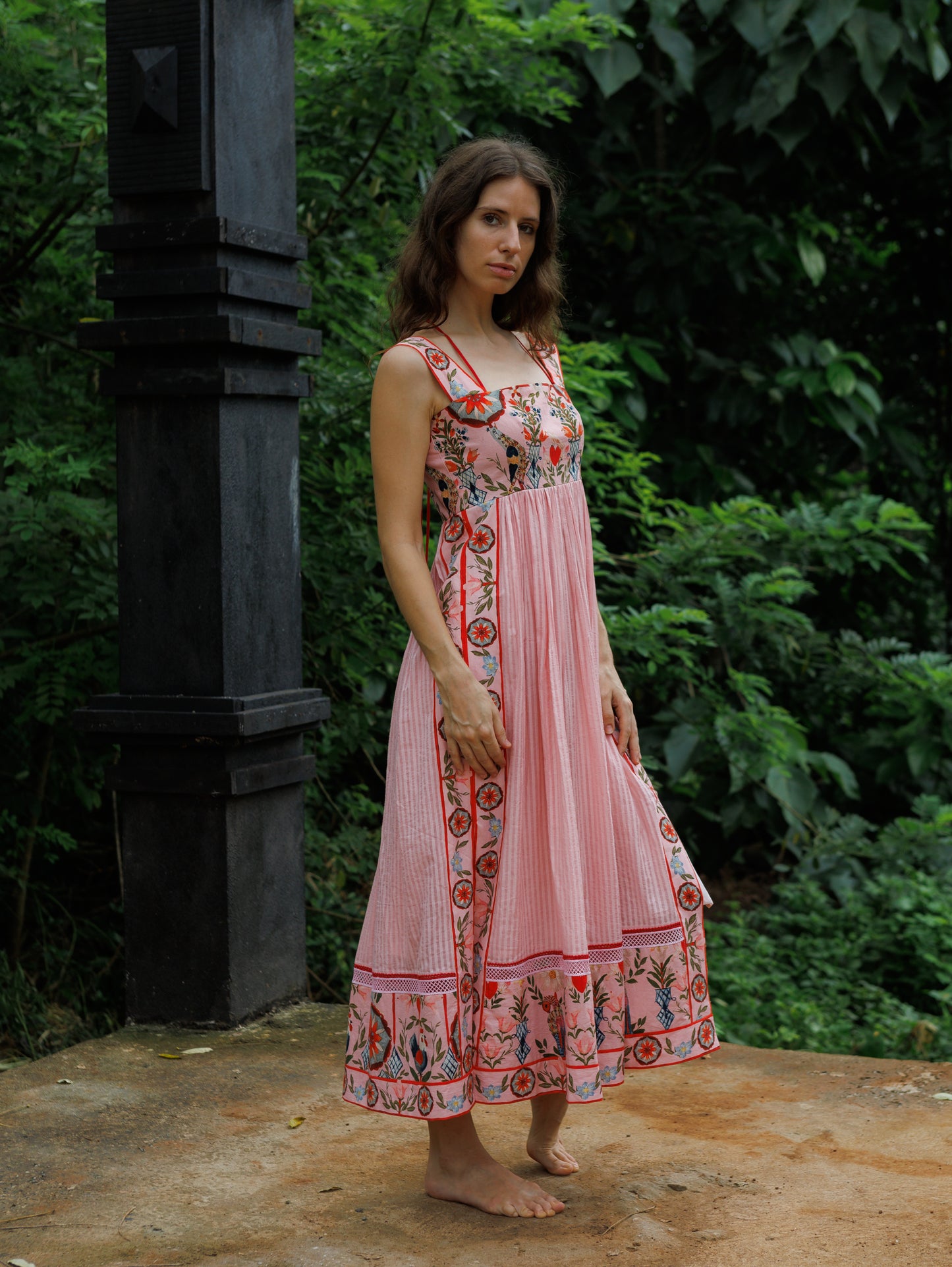 Cloud Pink Whisper Tie Midi Dress