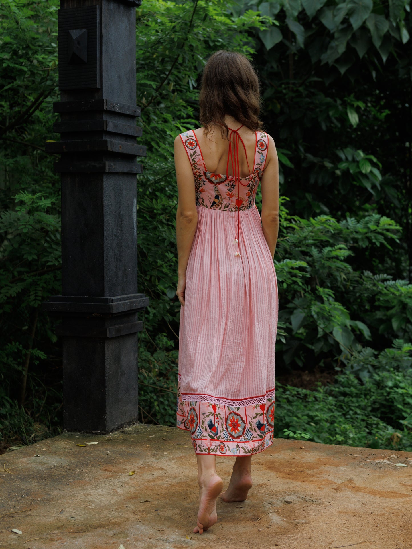 Cloud Pink Whisper Tie Midi Dress