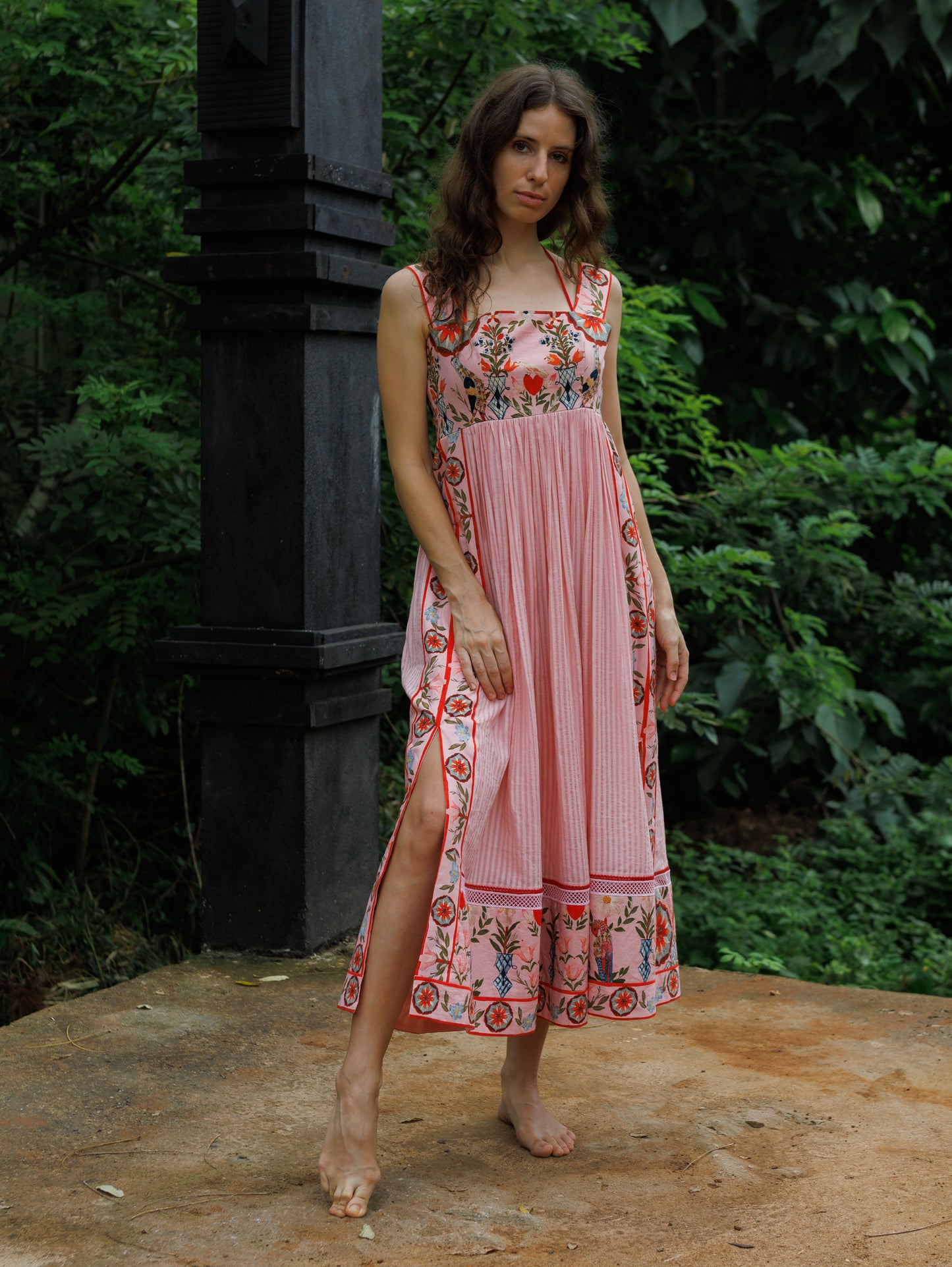 Cloud Pink Whisper Tie Midi Dress