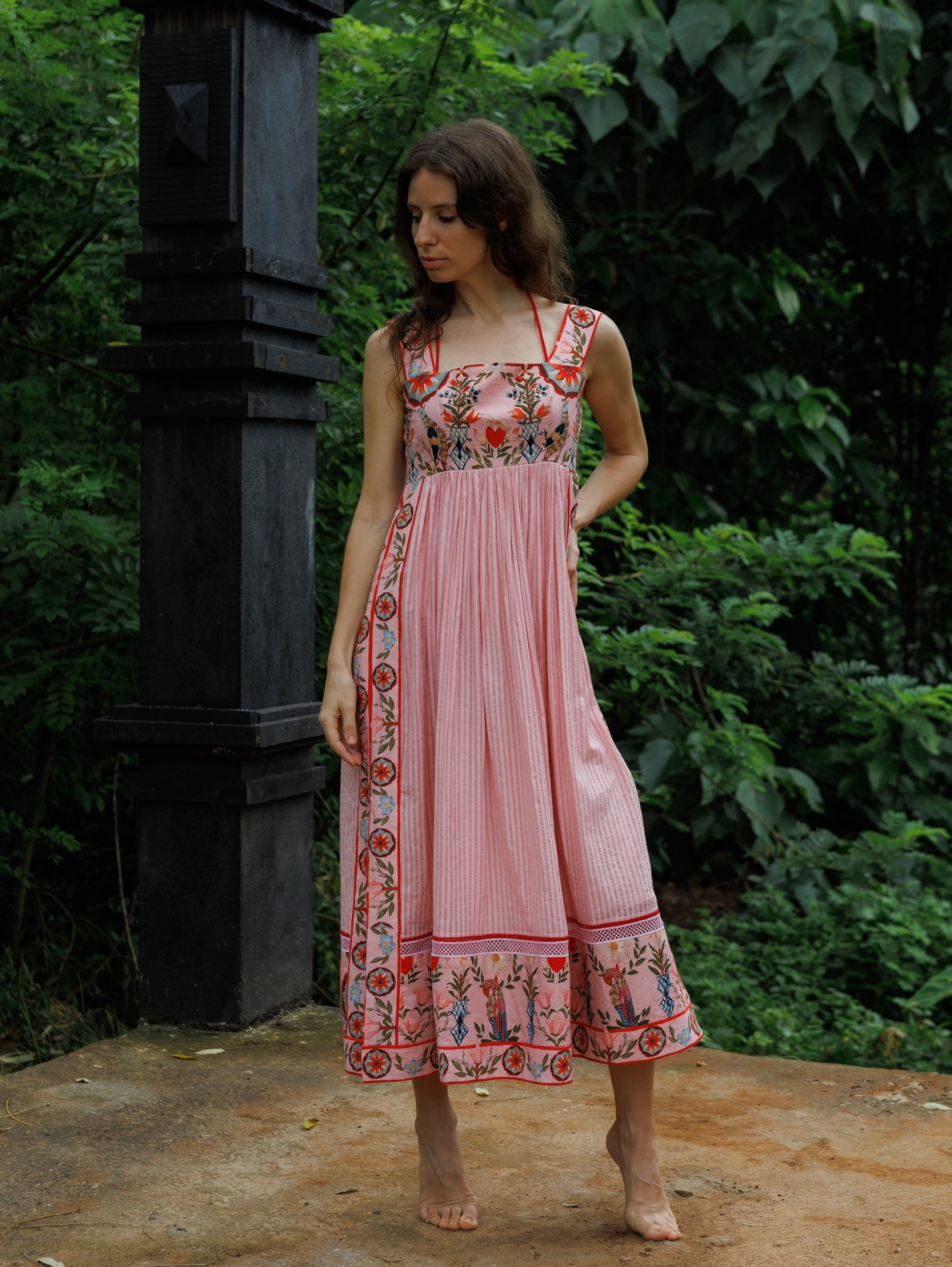 Cloud Pink Whisper Tie Midi Dress