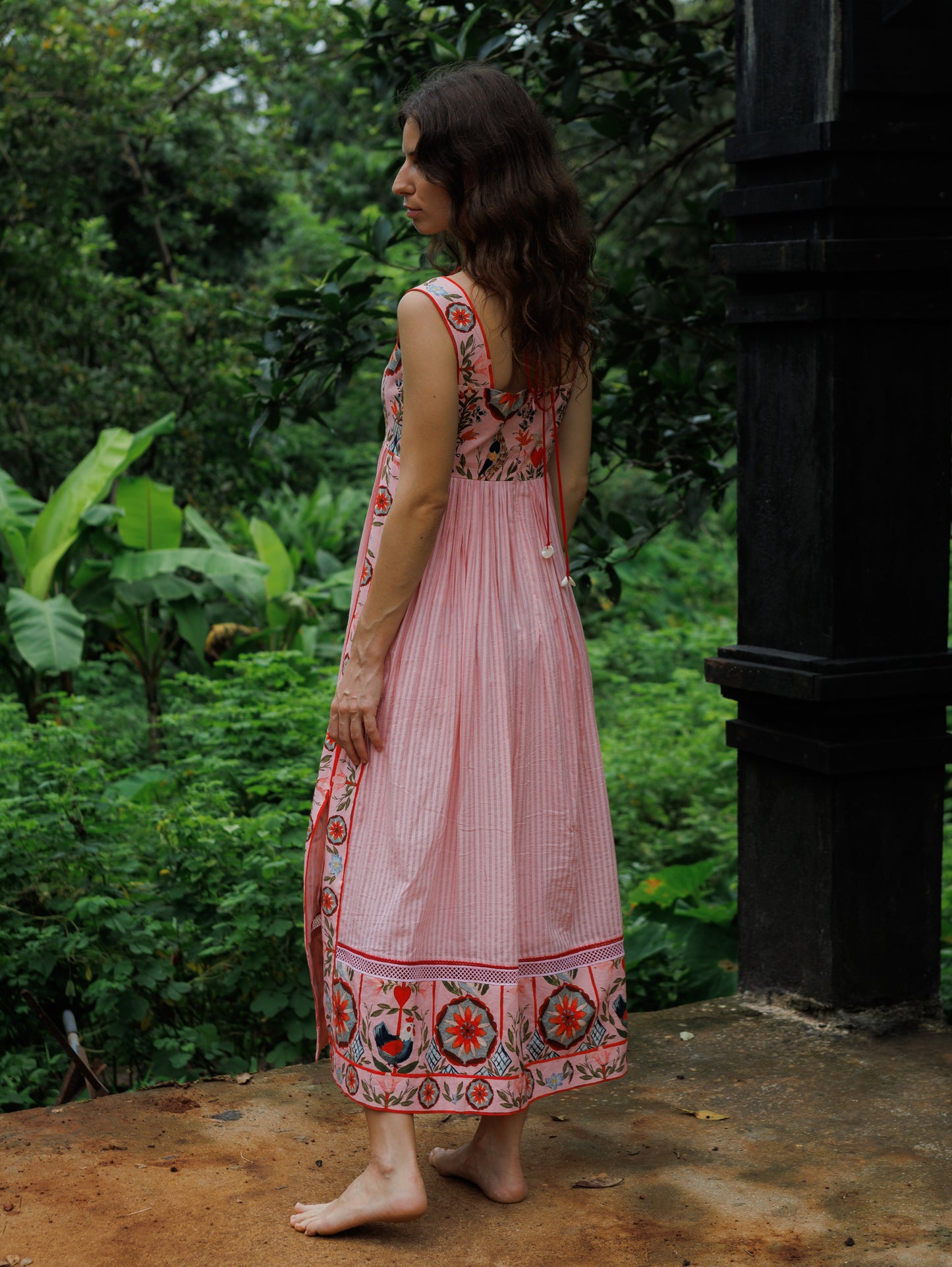 Cloud Pink Whisper Tie Midi Dress