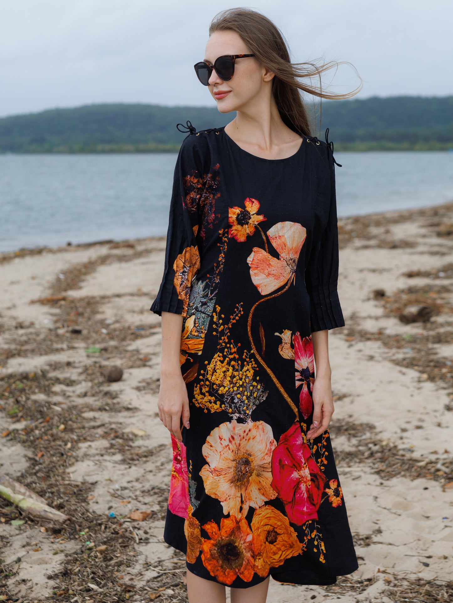 Midnight Blossom Tie Dress