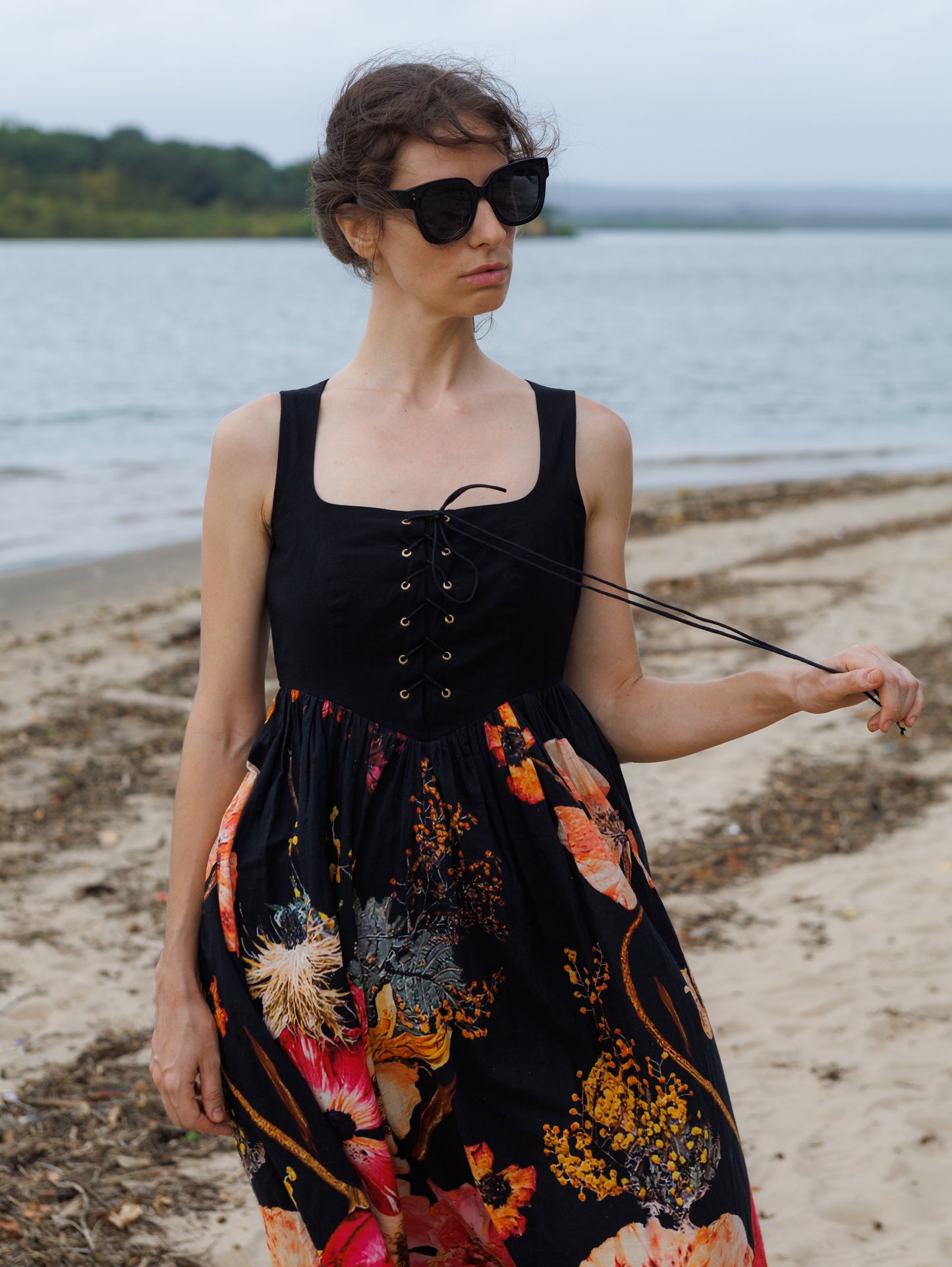 Midnight Blossom Corset Dress