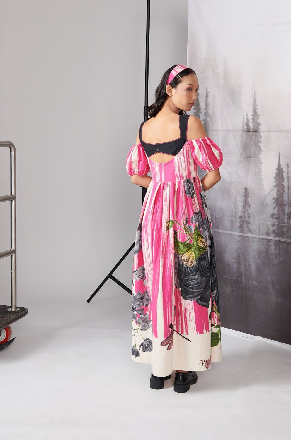 Pink & Black Scratch Print Corset Dress