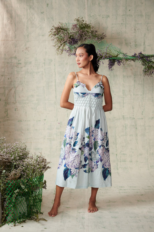 Sky Blue Hydrangea Corset Dress