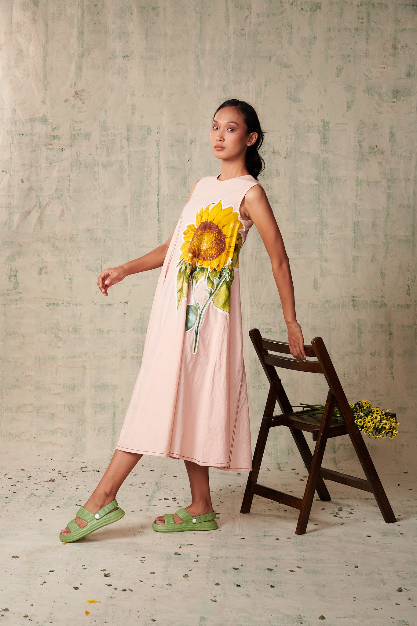 Peach Sunflower Applique Dress