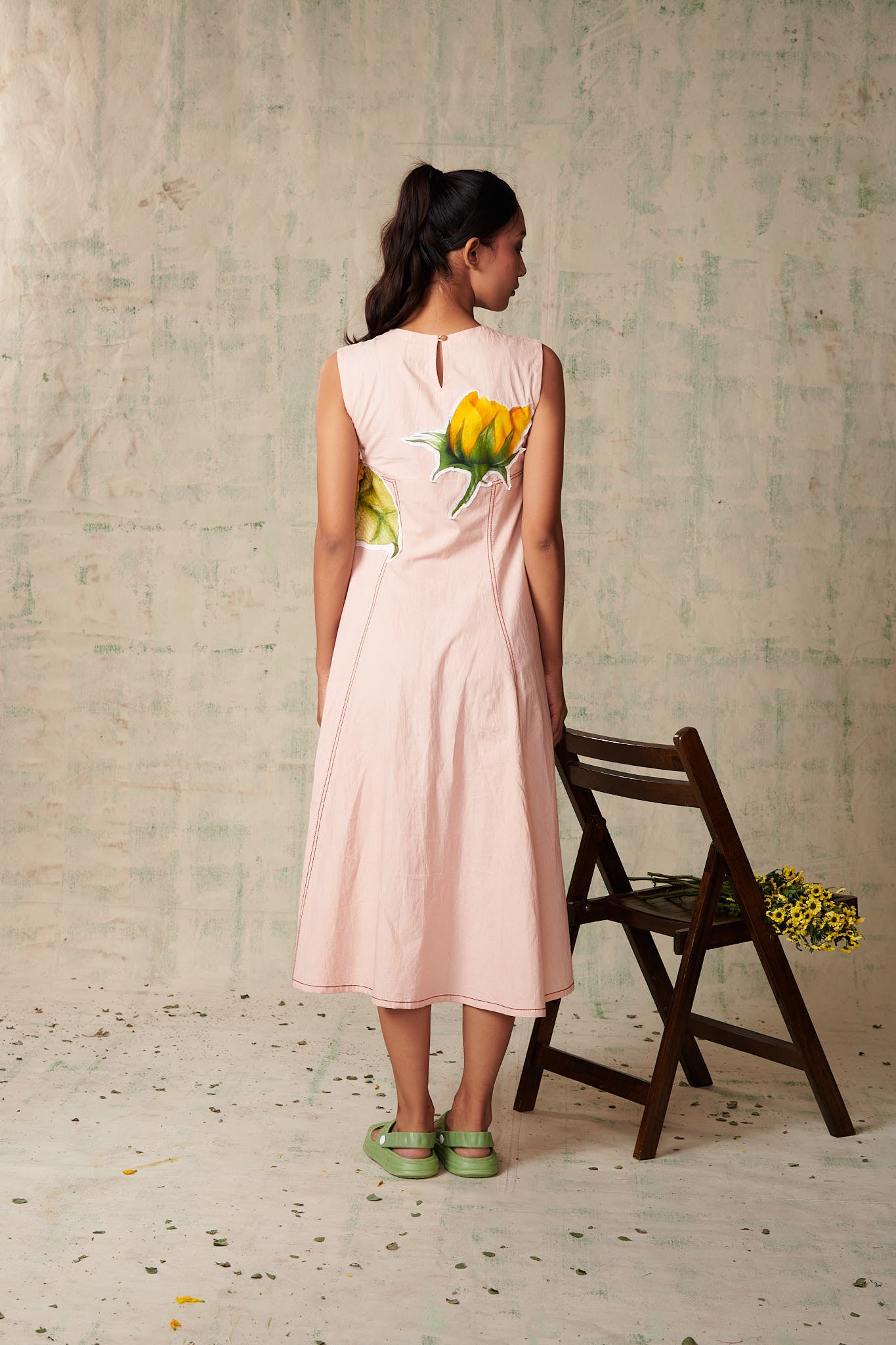 Peach Sunflower Applique Dress