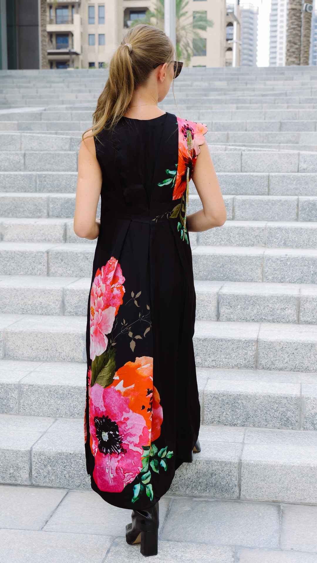 Midnight Blossom Wrap Dress