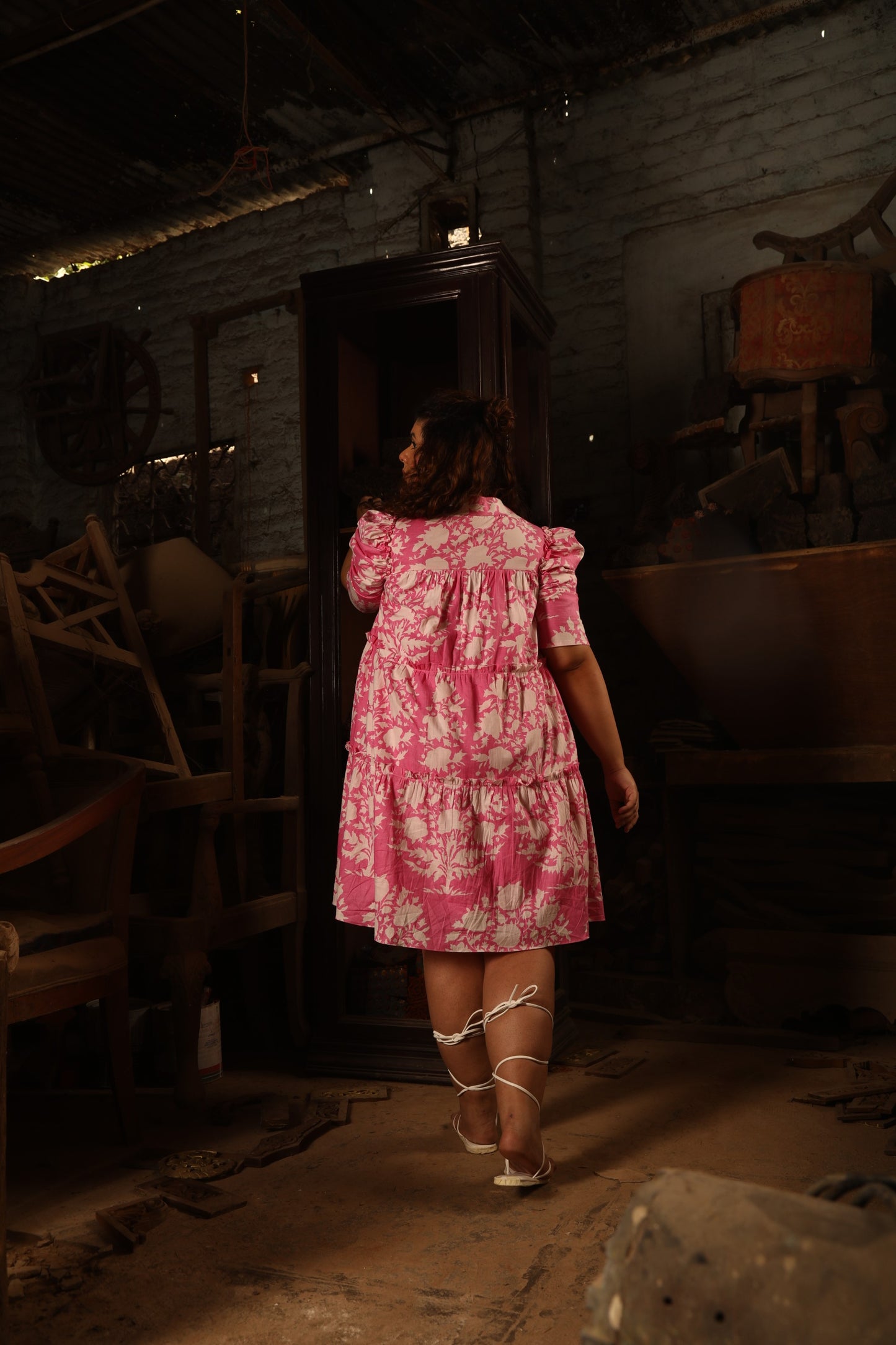Pink Zipper Tarash Short Dress